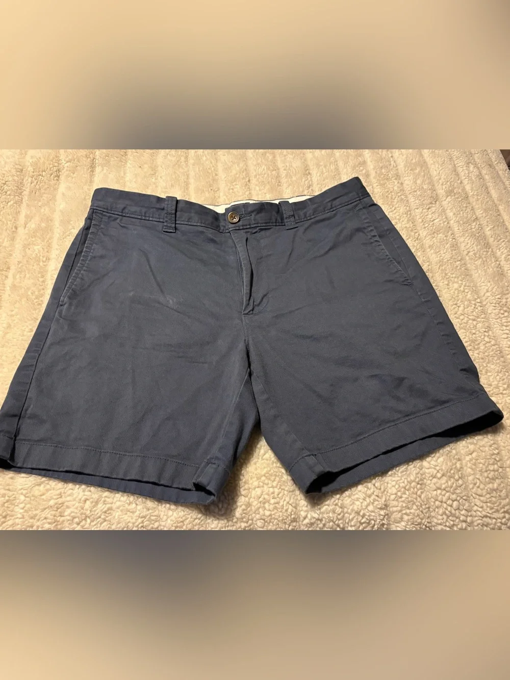 J. Crew Men's Slate Blue Flat Front 7” Inseam Chino Shorts Size 33